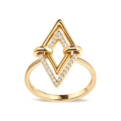 14K Yellow Gold Diamond Double Triangle Ring | 1/5 Cttw | G-H Color, SI1-SI2 Clarity | Size 7 - Sable Gold