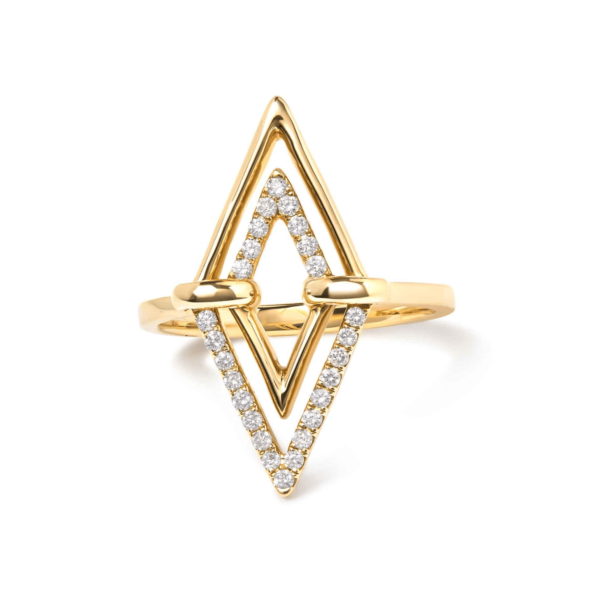 14K Yellow Gold Diamond Double Triangle Ring | 1/5 Cttw | G-H Color, SI1-SI2 Clarity | Size 7 - Sable Gold