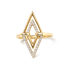 14K Yellow Gold Diamond Double Triangle Ring | 1/5 Cttw | G-H Color, SI1-SI2 Clarity | Size 7 - Sable Gold