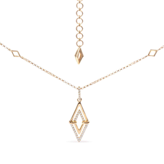 Elegant 14K Yellow Gold Diamond Double Triangle Pendant Necklace - 1/4 Cttw, 18" Chain