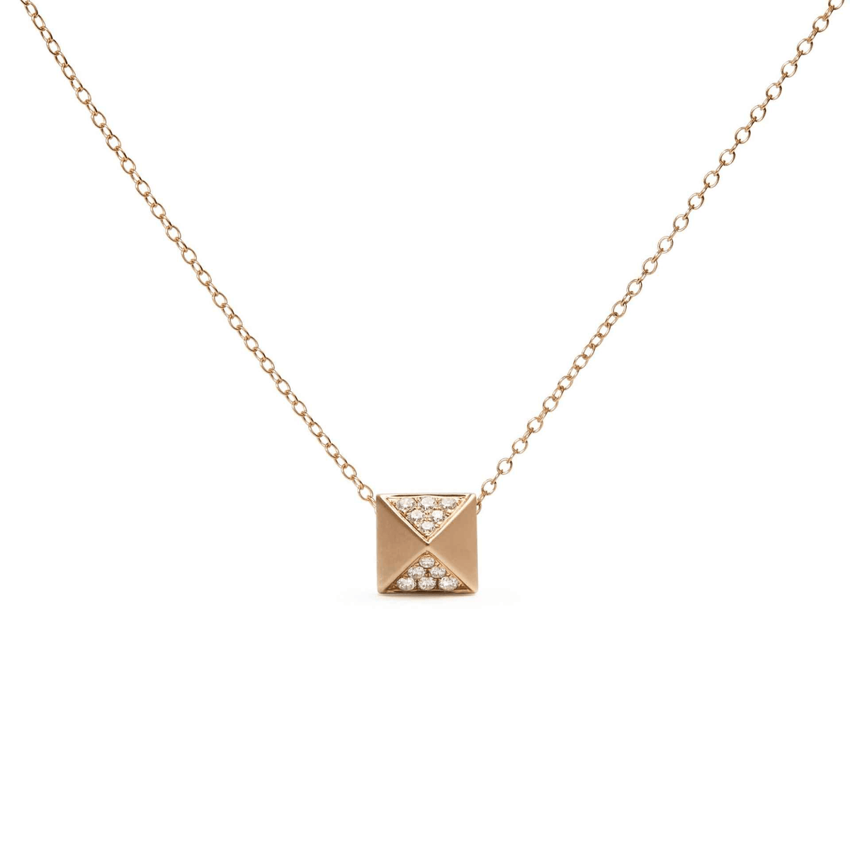 14K Yellow Gold 1/4 Cttw Diamond Pyramid Pendant Necklace - 18 Inches (G-H Color, SI1-SI2 Clarity) - Sable Gold