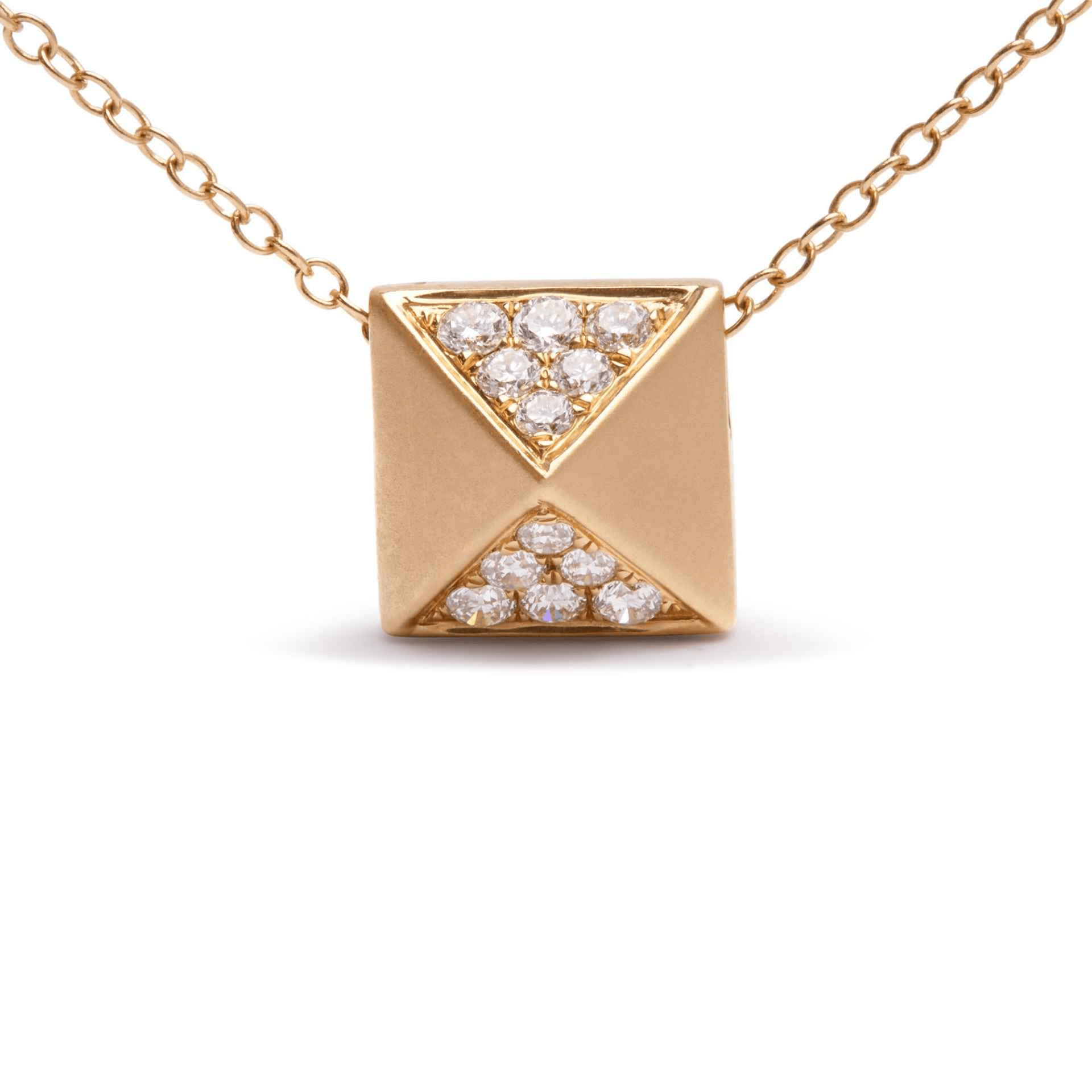 14K Yellow Gold 1/4 Cttw Diamond Pyramid Pendant Necklace - 18 Inches (G-H Color, SI1-SI2 Clarity) - Sable Gold