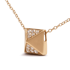 14K Yellow Gold 1/4 Cttw Diamond Pyramid Pendant Necklace - 18 Inches (G-H Color, SI1-SI2 Clarity) - Sable Gold