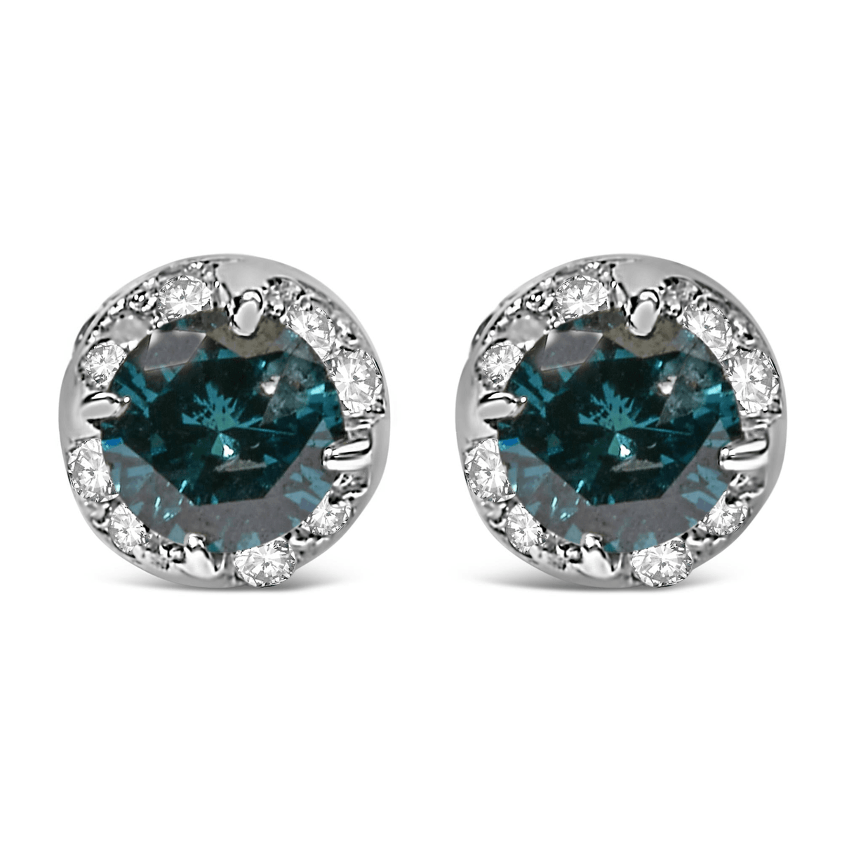 14K White Gold 1/2 cttw White and Treated Blue Round Diamond Earrings | Elegant Jewelry for Every Occasion - Sable Gold