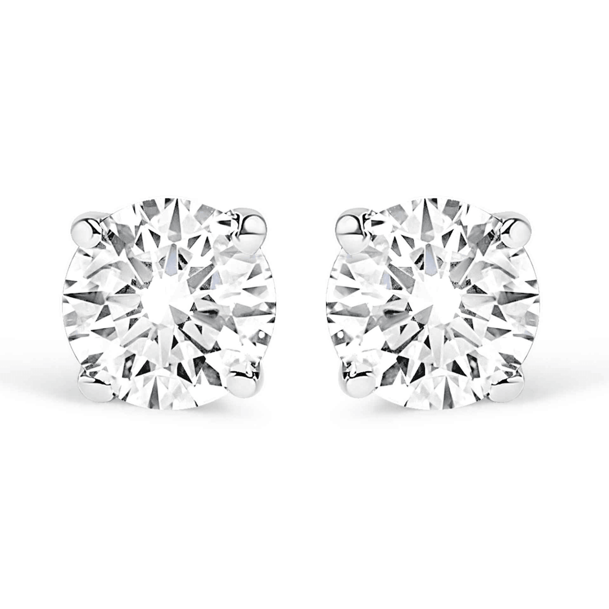 14K White Gold 1.00 Cttw Round Diamond Stud Earrings - Sable Gold