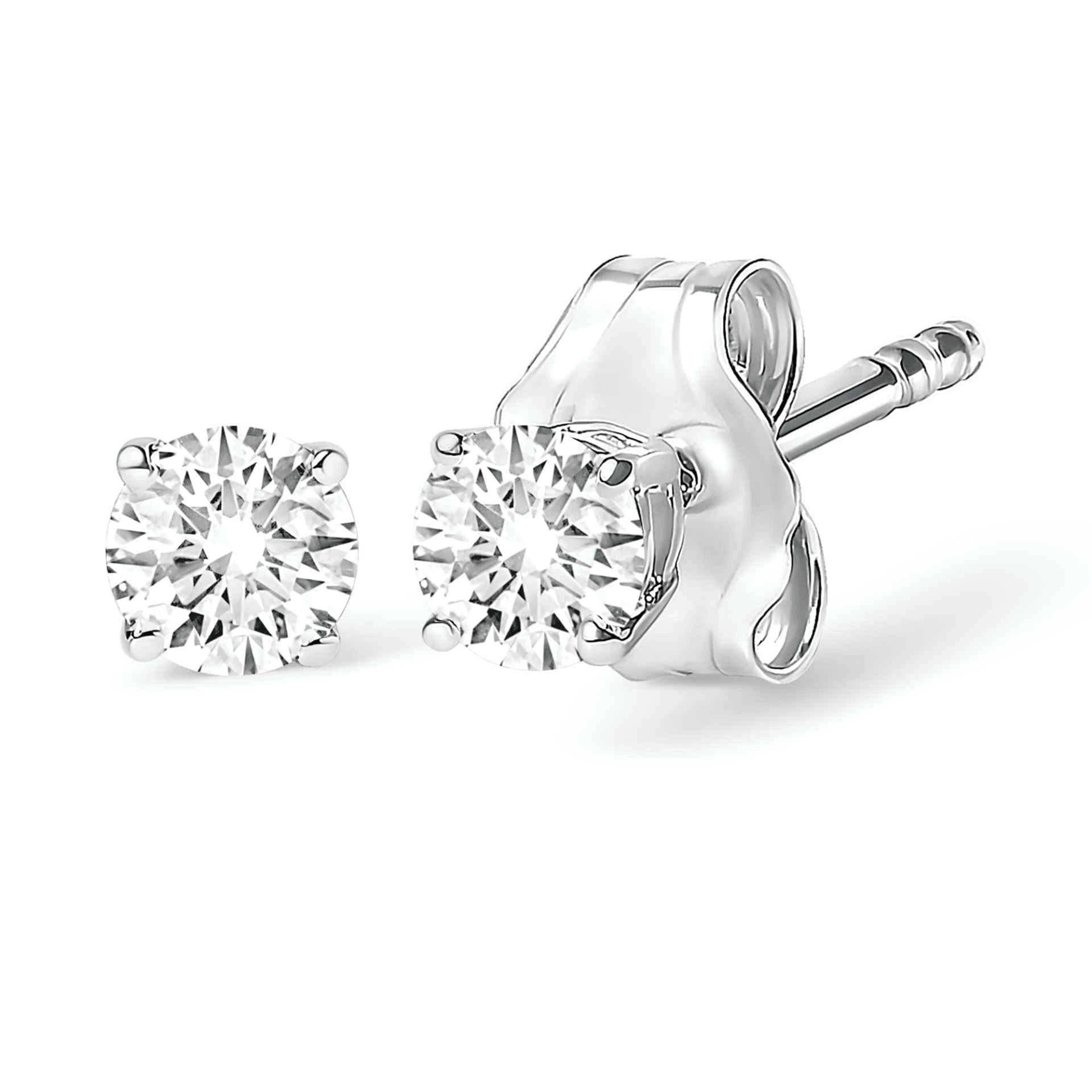 Elegant 14K White Gold Round Diamond Stud Earrings (SI1-SI2 Clarity) – Timeless Sparkle - Sable Gold