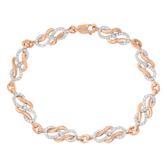 10K Rose Gold Diamond Infinity Loop & Swirl Link Bracelet, 1.0 Cttw - 7.25"