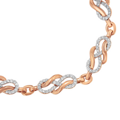 10K Rose Gold Diamond Infinity Loop & Swirl Link Bracelet, 1.0 Cttw - 7.25"