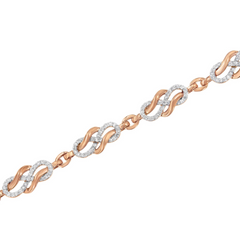 10K Rose Gold Diamond Infinity Loop & Swirl Link Bracelet, 1.0 Cttw - 7.25"