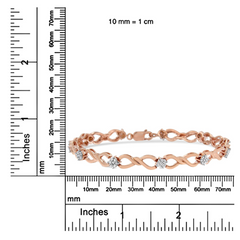 Elegant 10K Rose Gold 1/2 cttw Diamond Cluster & Infinity Weave Link Bracelet - Size 7"