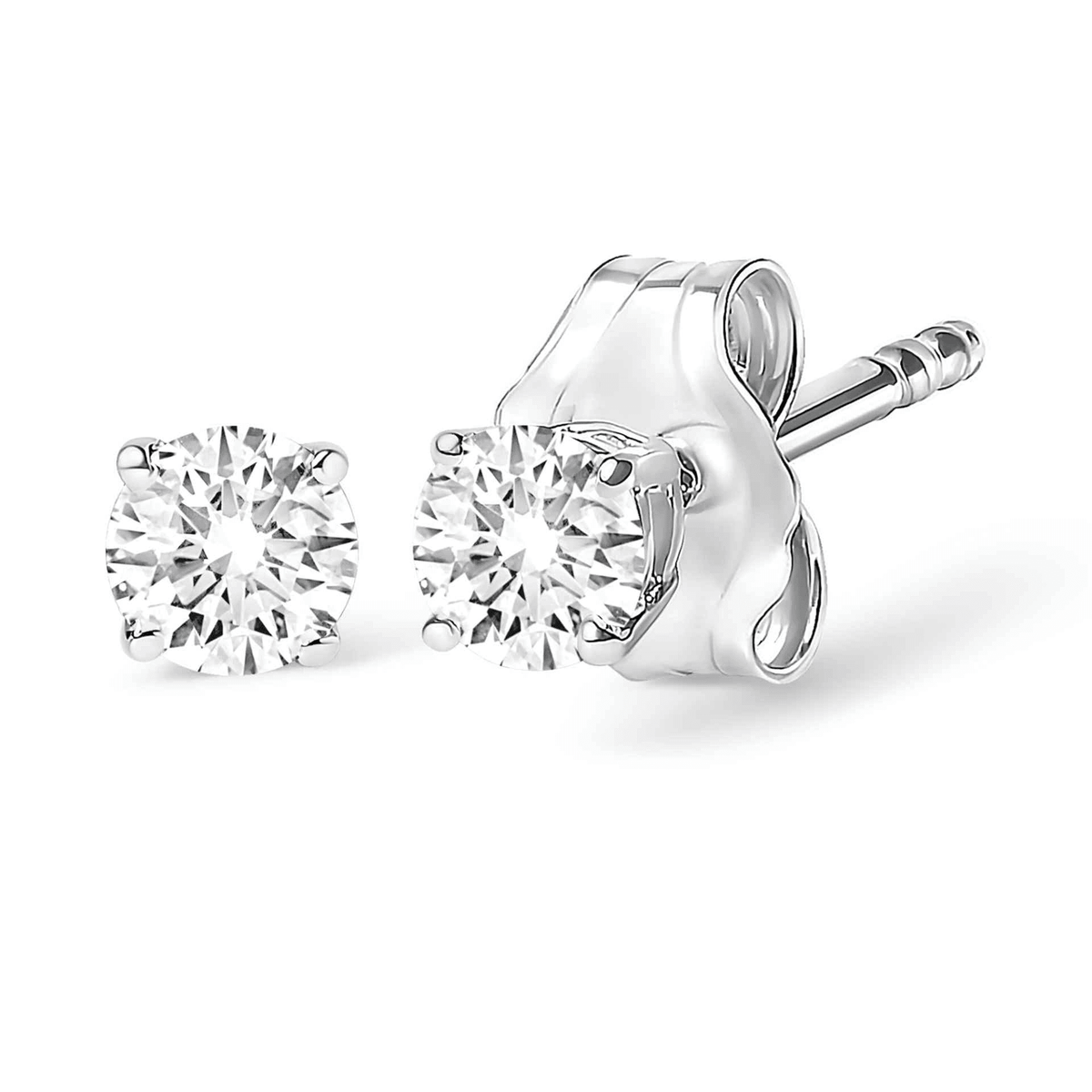 14K White Gold 1/2 Cttw Lab Grown Diamond Stud Earrings - 4-Prong, Round-Cut (F-G Color, VS2-SI1 Clarity) - Sable Gold