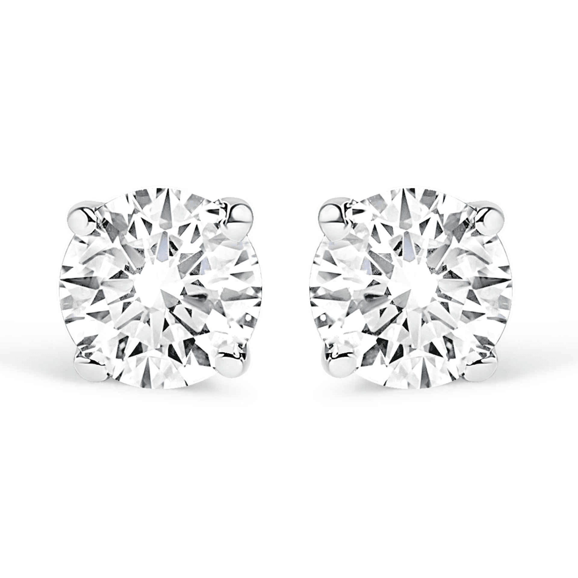 14K White Gold 1/2 Cttw Lab Grown Diamond Stud Earrings - 4-Prong, Round-Cut (F-G Color, VS2-SI1 Clarity) - Sable Gold