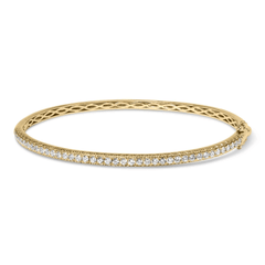 14K Gold Half Eternity Diamond Bangle Bracelet - 1.00 Cttw, G-H Color, SI2-I1 Clarity, 7 Inches - Sable Gold