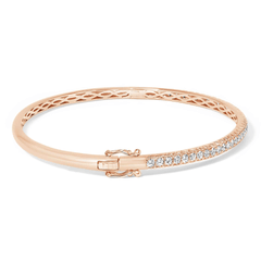 14K Gold Half Eternity Diamond Bangle Bracelet - 1.00 Cttw, G-H Color, SI2-I1 Clarity, 7 Inches - Sable Gold