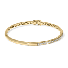 14K Gold Half Eternity Diamond Bangle Bracelet - 1.00 Cttw, G-H Color, SI2-I1 Clarity, 7 Inches - Sable Gold