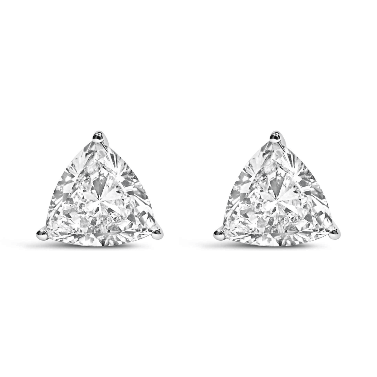 14K White Gold Trillion Cut Diamond Solitaire Stud Earrings (VS1-VS2 Clarity) - Sable Gold