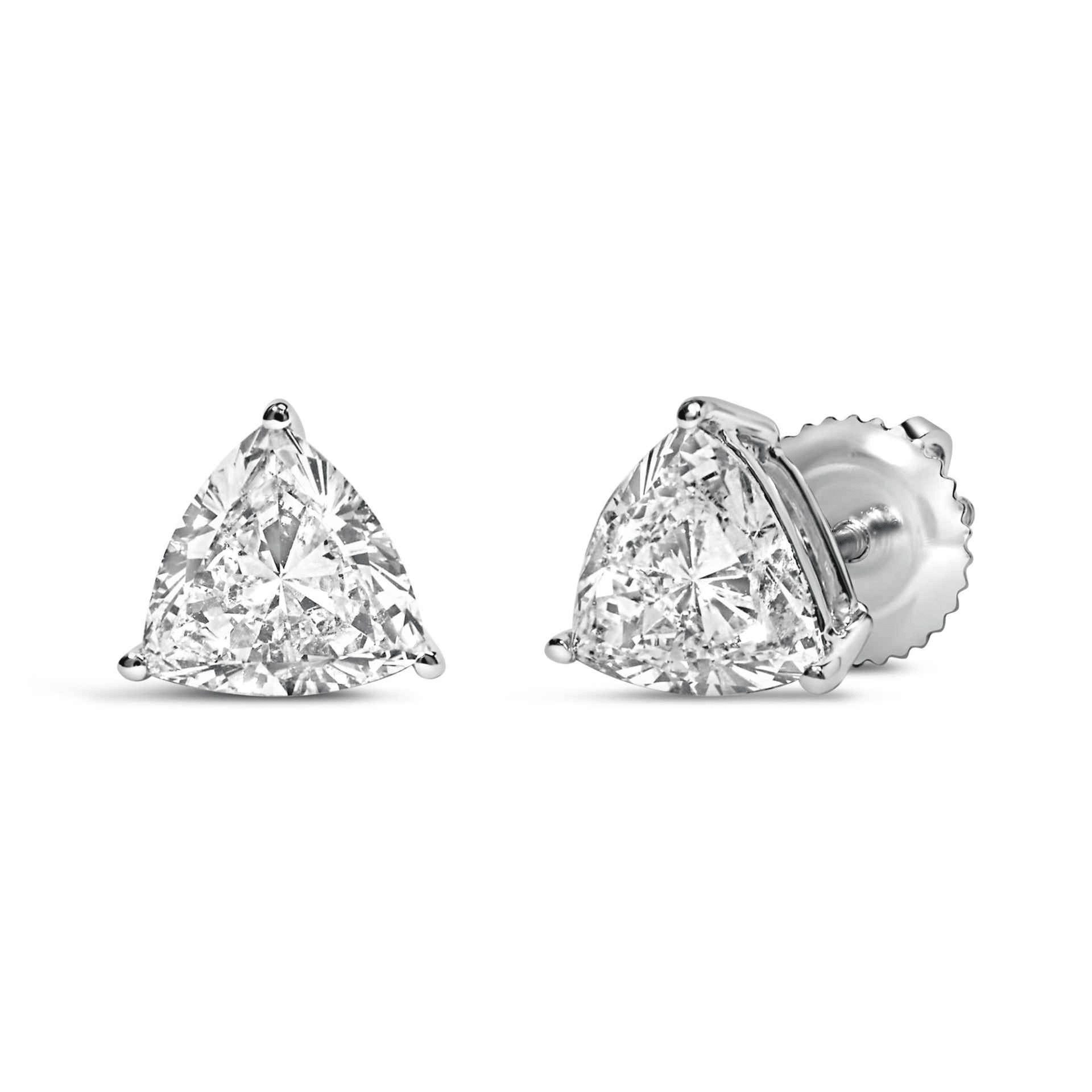 14K White Gold Trillion Cut Diamond Solitaire Stud Earrings (VS1-VS2 Clarity) - Sable Gold