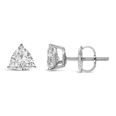 14K White Gold Trillion Cut Diamond Solitaire Stud Earrings (VS1-VS2 Clarity) - Sable Gold