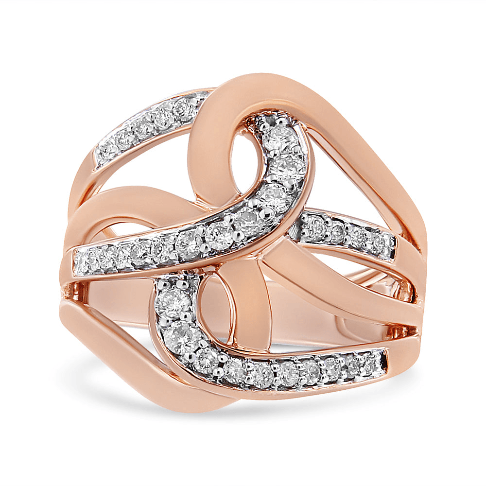 10K Rose Gold Diamond Intertwined Multi-Loop Cocktail Ring - 1/2 cttw, Round-Cut, I-J Color, I1-I2 Clarity - Sable Gold