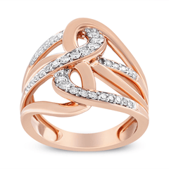 10K Rose Gold Diamond Intertwined Multi-Loop Cocktail Ring - 1/2 cttw, Round-Cut, I-J Color, I1-I2 Clarity - Sable Gold