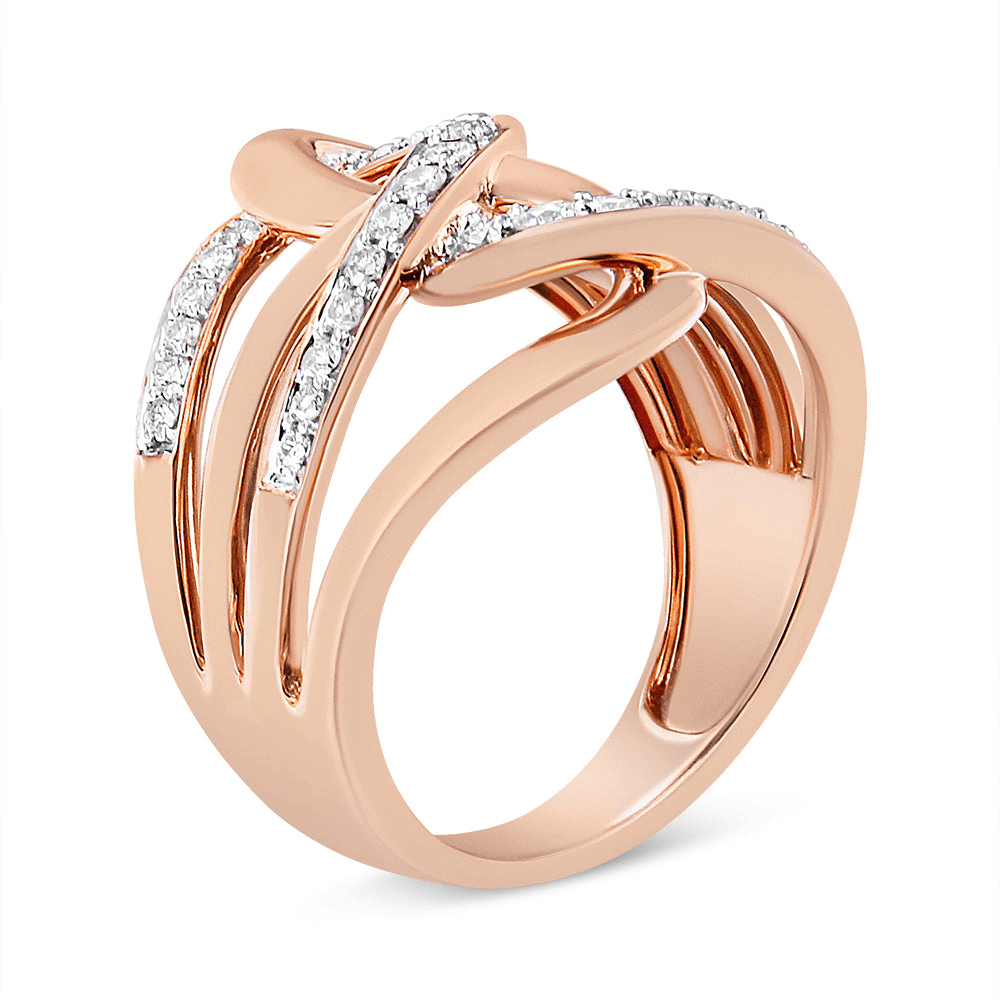 10K Rose Gold Diamond Intertwined Multi-Loop Cocktail Ring - 1/2 cttw, Round-Cut, I-J Color, I1-I2 Clarity - Sable Gold