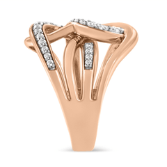 10K Rose Gold Diamond Intertwined Multi-Loop Cocktail Ring - 1/2 cttw, Round-Cut, I-J Color, I1-I2 Clarity - Sable Gold