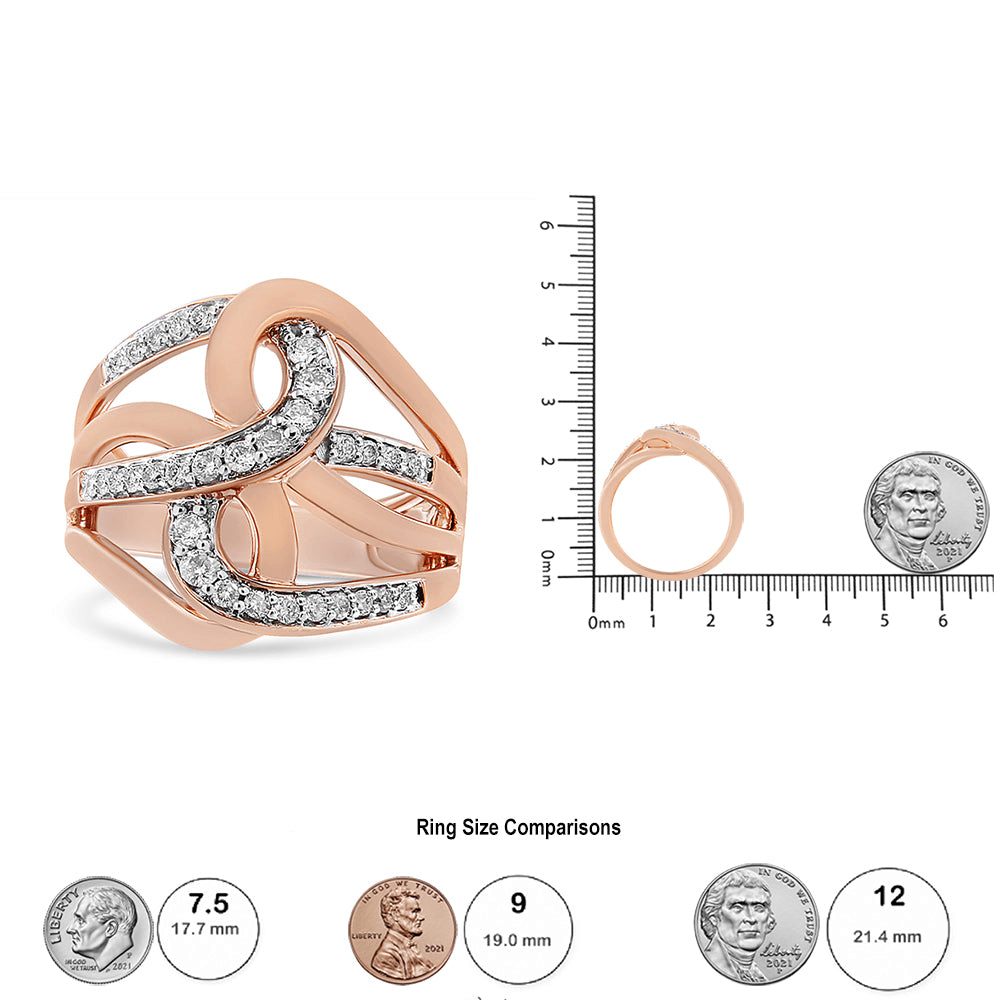 10K Rose Gold Diamond Intertwined Multi-Loop Cocktail Ring - 1/2 cttw, Round-Cut, I-J Color, I1-I2 Clarity - Sable Gold