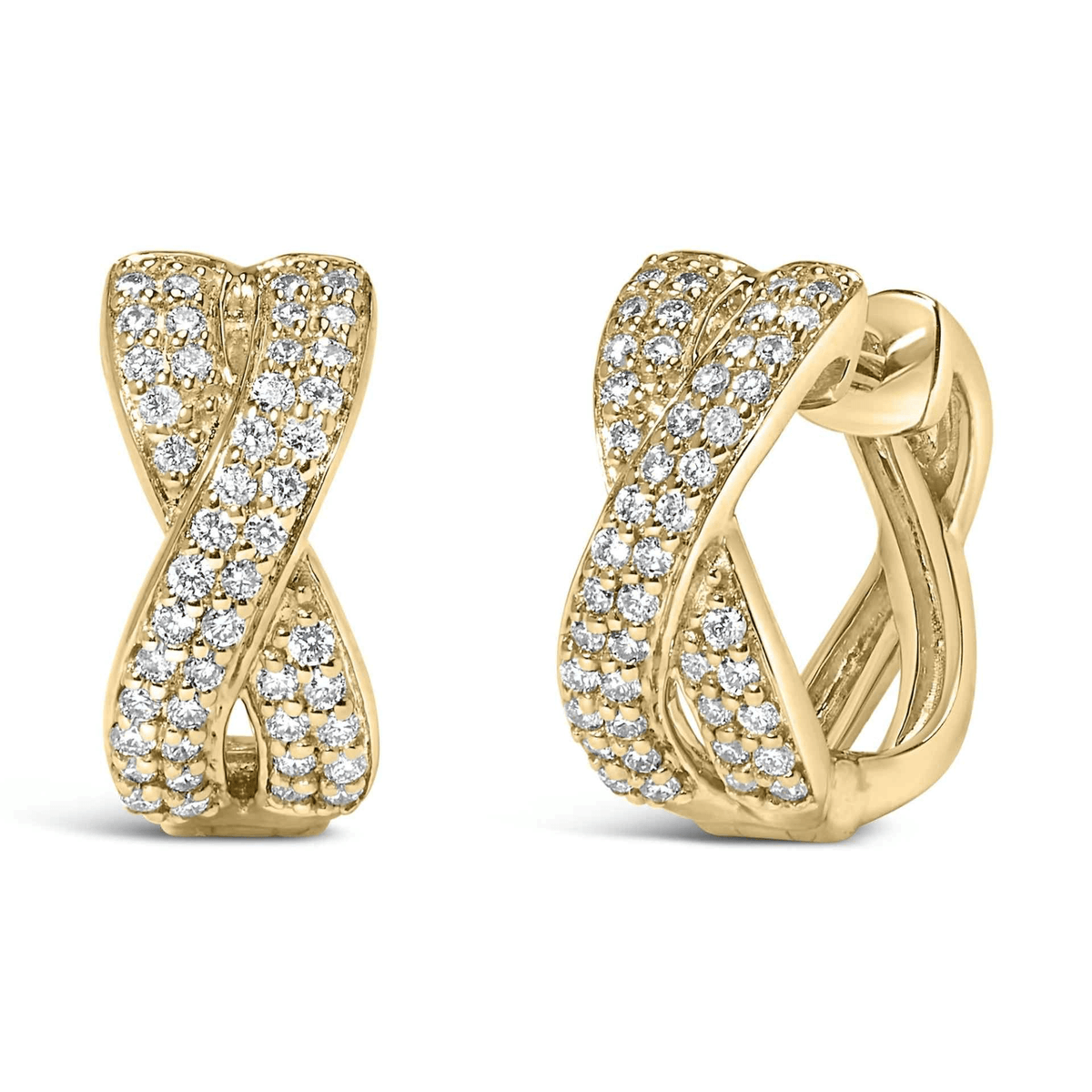 14K Gold Criss Cross Huggie Hoop Earrings - Sable Gold