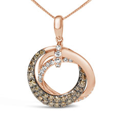 14K Rose Gold Diamond Interlocking Circle Pendant Necklace 18" ( SI2-I1 Clarity)