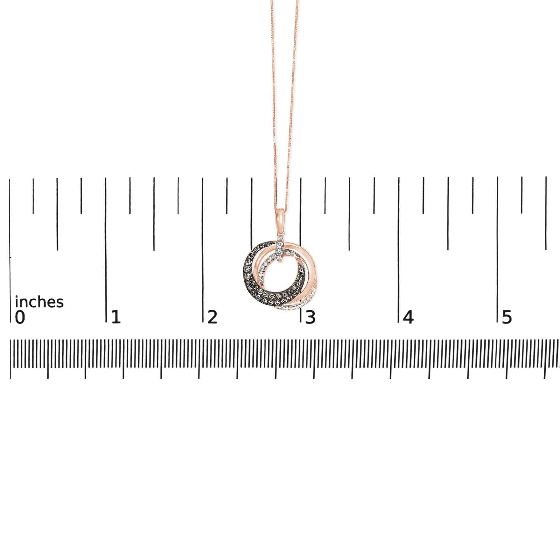 14K Rose Gold Diamond Interlocking Circle Pendant Necklace 18" ( SI2-I1 Clarity)