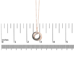 14K Rose Gold Diamond Interlocking Circle Pendant Necklace 18" ( SI2-I1 Clarity)