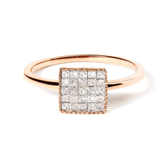 10K Rose Gold 1/3 Cttw Princess Cut Diamond Composite Square Ring - Exquisite Craftsmanship & Elegance (H-I Color, I1-I2 Clarity) - Sable Gold