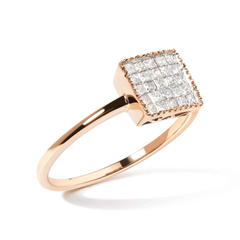 10K Rose Gold 1/3 Cttw Princess Cut Diamond Composite Square Ring - Exquisite Craftsmanship & Elegance (H-I Color, I1-I2 Clarity) - Sable Gold