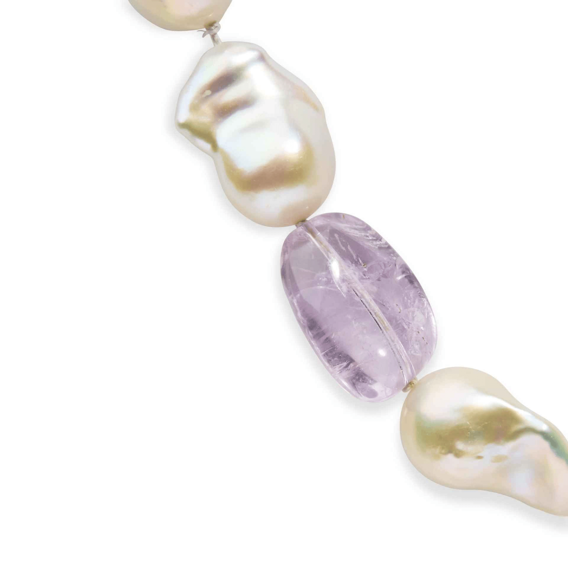 14K Yellow Gold Citrine, Amethyst, and Baroque Pearl Strand Necklace - 18 Inches - Sable Gold