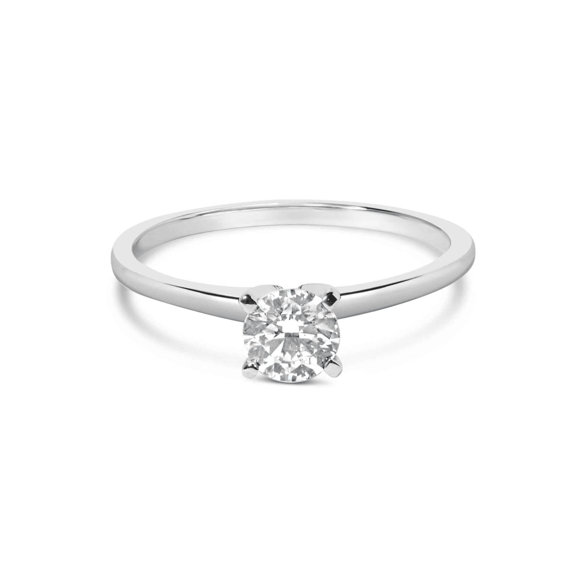 14K White Gold 1/2 Cttw Round Lab Grown Diamond 4 Prong Solitaire Engagement Ring - F-G Color, VS2-SI1 Clarity - Sable Gold