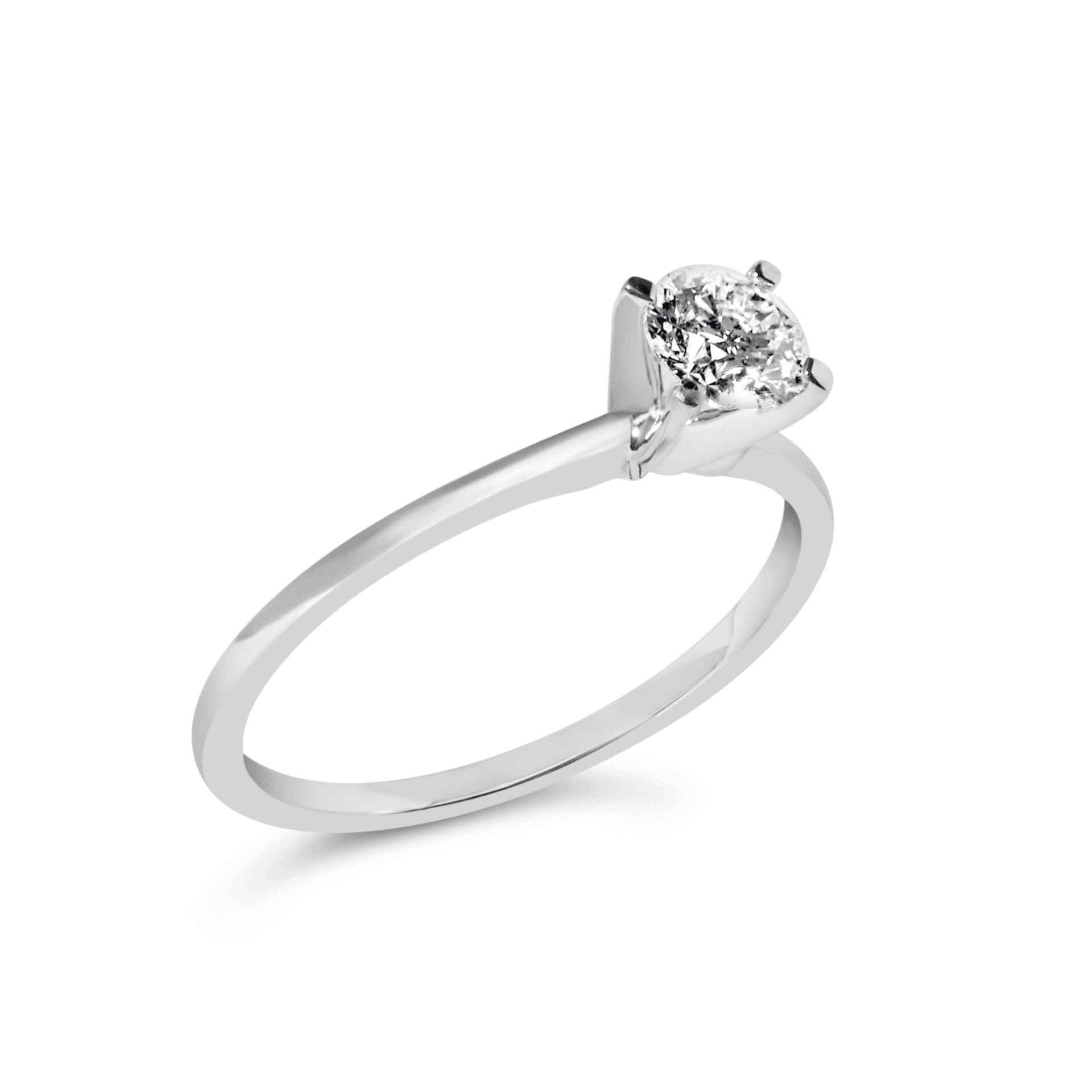 14K White Gold 1/2 Cttw Round Lab Grown Diamond 4 Prong Solitaire Engagement Ring - F-G Color, VS2-SI1 Clarity - Sable Gold