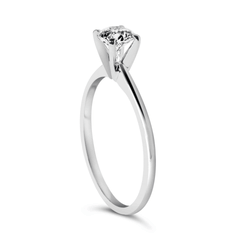 14K White Gold 1/2 Cttw Round Lab Grown Diamond 4 Prong Solitaire Engagement Ring - F-G Color, VS2-SI1 Clarity - Sable Gold