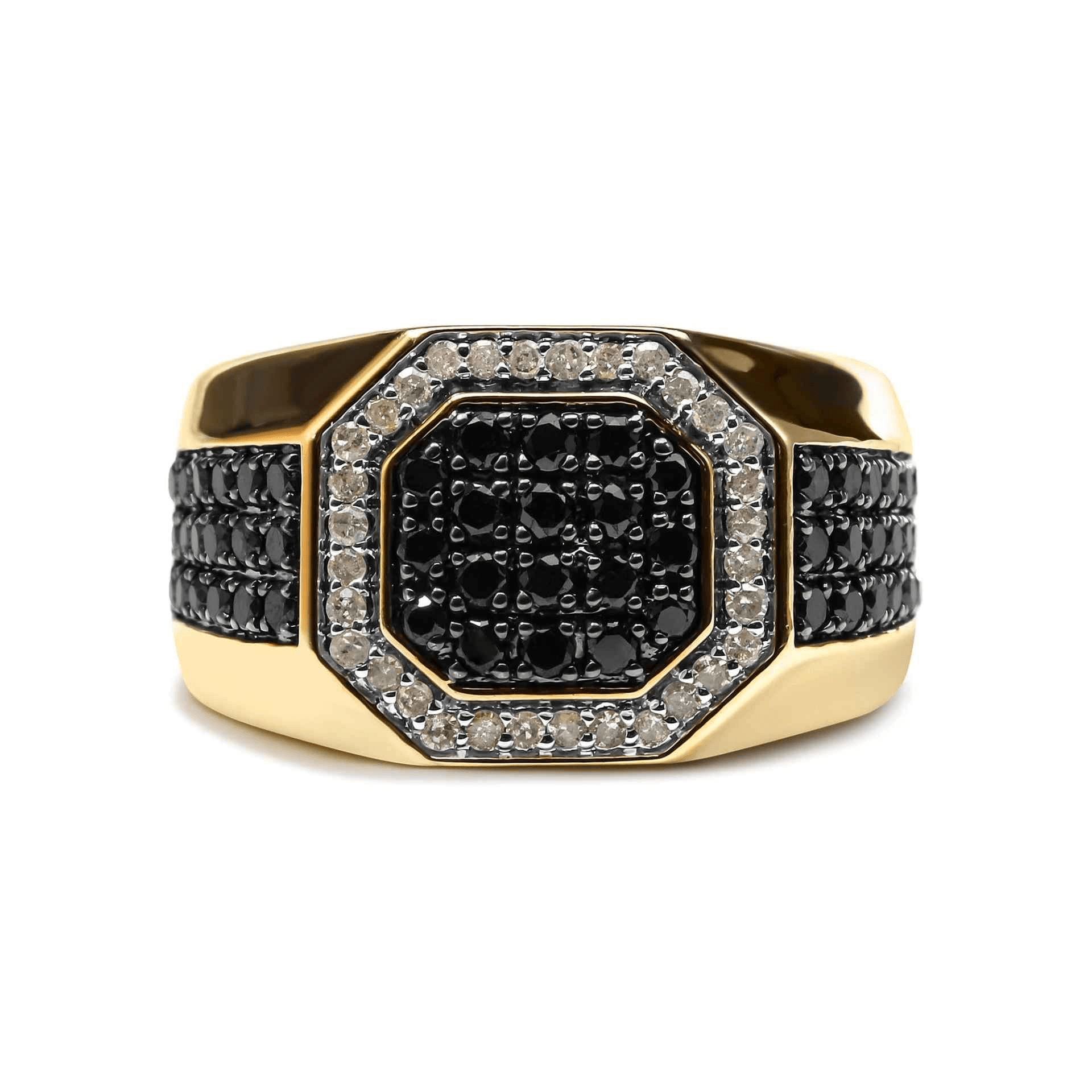 Men's 10k Gold Octagonal Halo Ring with Black Diamonds - Sable Gold