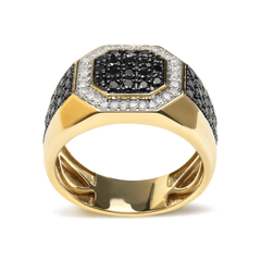 Men's 10k Gold Octagonal Halo Ring with Black Diamonds - Sable Gold