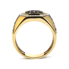 Men's 10k Gold Octagonal Halo Ring with Black Diamonds - Sable Gold