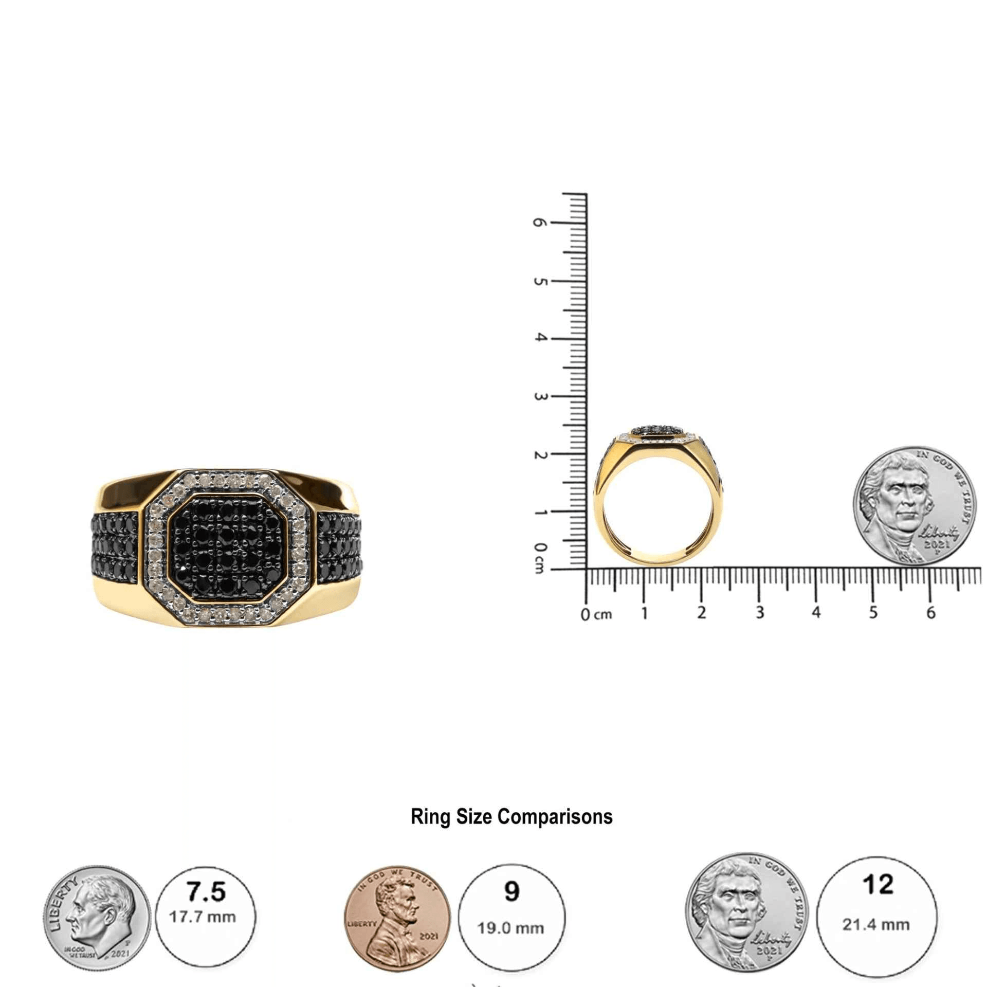 Men's 10k Gold Octagonal Halo Ring with Black Diamonds - Sable Gold