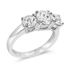 Elegant 14K White Gold 2.00 Cttw Diamond 3 Stone Ring - VS1-VS2 Clarity - Sable Gold