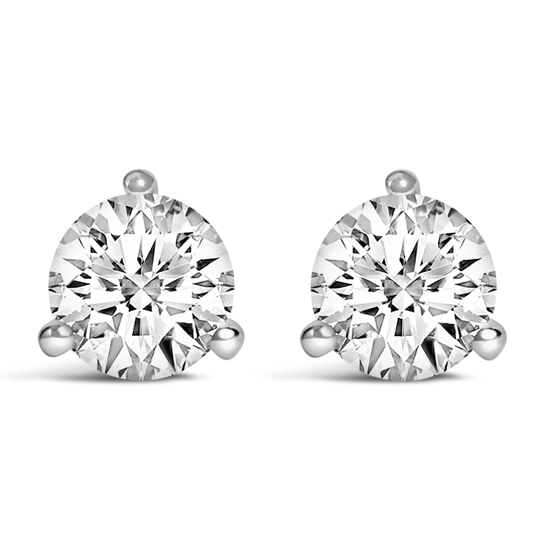 14K White Gold 3-Prong Martini Set Solitaire Lab Grown Diamond Stud Earrings (F-G Color, VS1-VS2 Clarity, Screwback) - Sable Gold