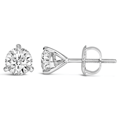 14K White Gold 3-Prong Martini Set Solitaire Lab Grown Diamond Stud Earrings (F-G Color, VS1-VS2 Clarity, Screwback) - Sable Gold