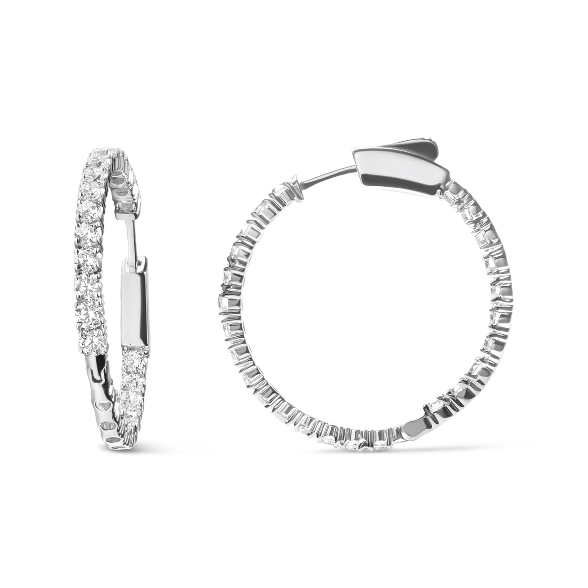 14K White Gold 1.0 Carat Lab-Grown Diamond Inside Out Hoop Earrings (F-G Color, VS1-VS2 Clarity) – Elegant & Ethical Luxury - Sable Gold