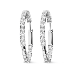 14K White Gold 1.0 Carat Lab-Grown Diamond Inside Out Hoop Earrings (F-G Color, VS1-VS2 Clarity) – Elegant & Ethical Luxury - Sable Gold