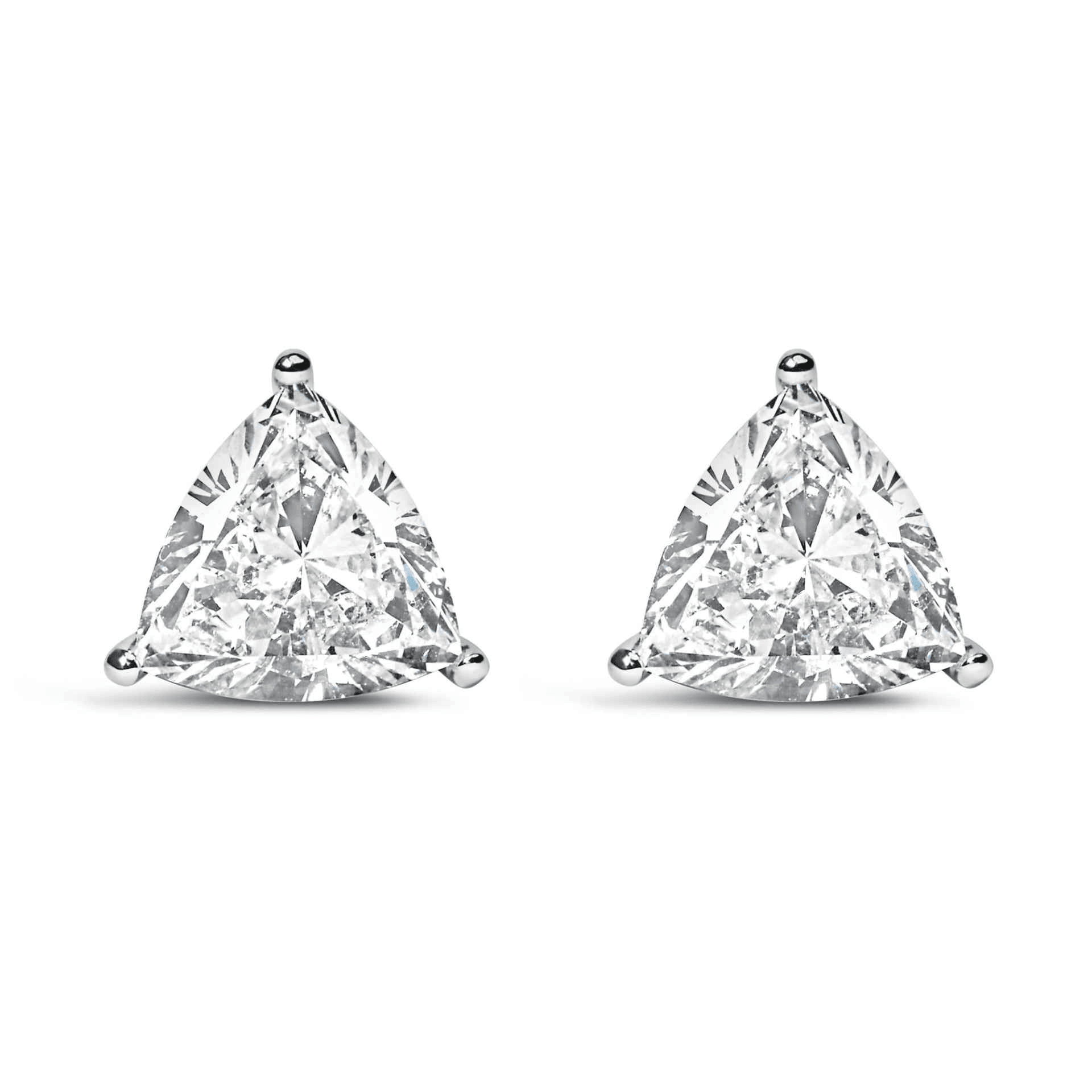 14K White Gold Trillion Cut Diamond Solitaire Stud Earrings (VS1-VS2 Clarity) - Sable Gold