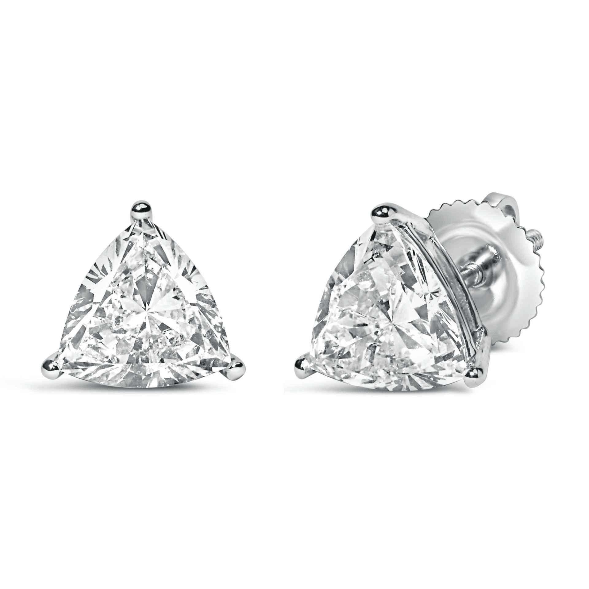 14K White Gold Trillion Cut Diamond Solitaire Stud Earrings (VS1-VS2 Clarity) - Sable Gold