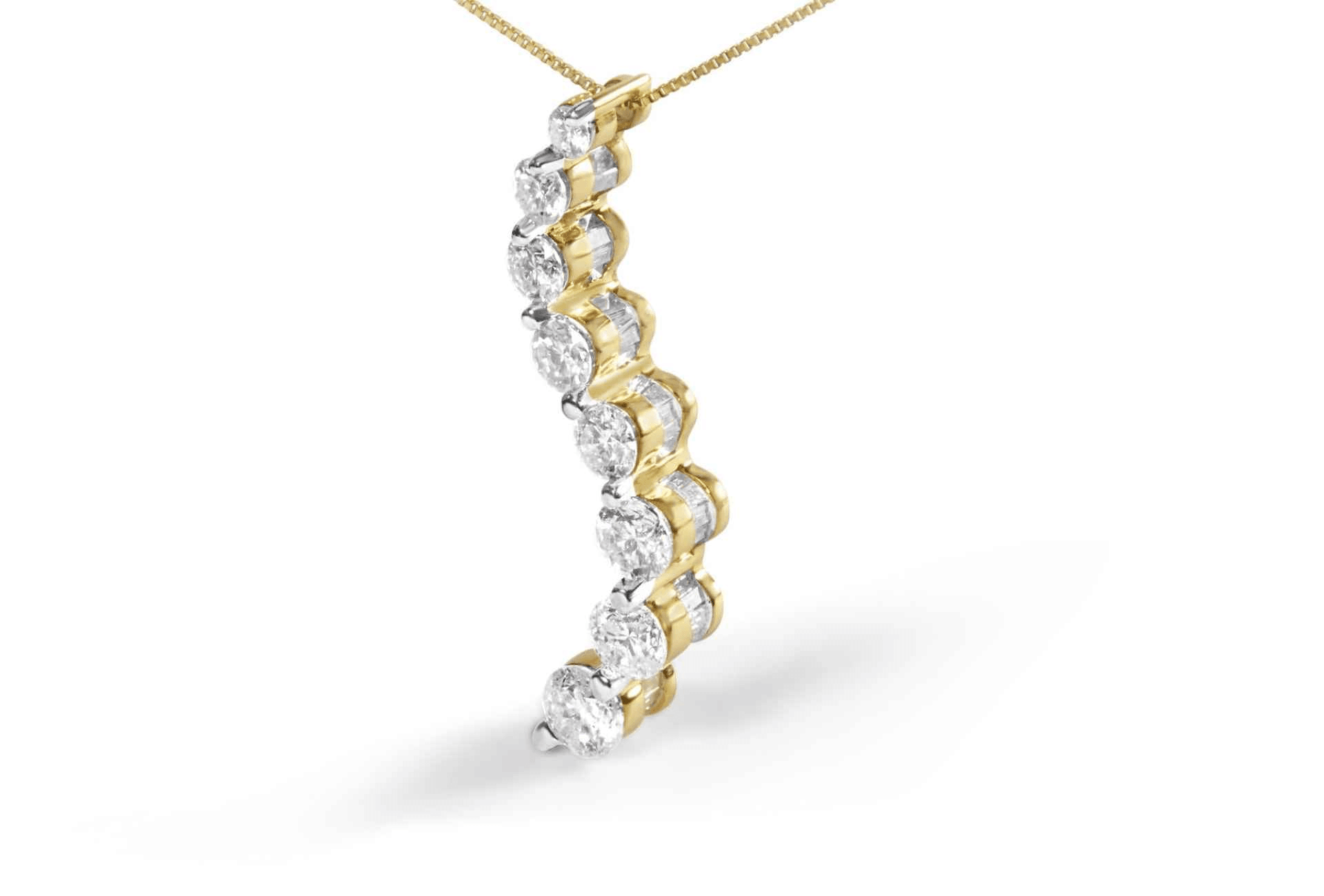 Elegant Diamond Journey Pendant Necklace in 14K Yellow Gold | SI2-I1 Clarity |3.0 Cttw - Sable Gold