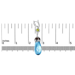 18K Gold 1/2 Cttw Diamond Blue Topaz and Garnet Dangle Earrings (VS1-VS2 Clarity) - Sable Gold